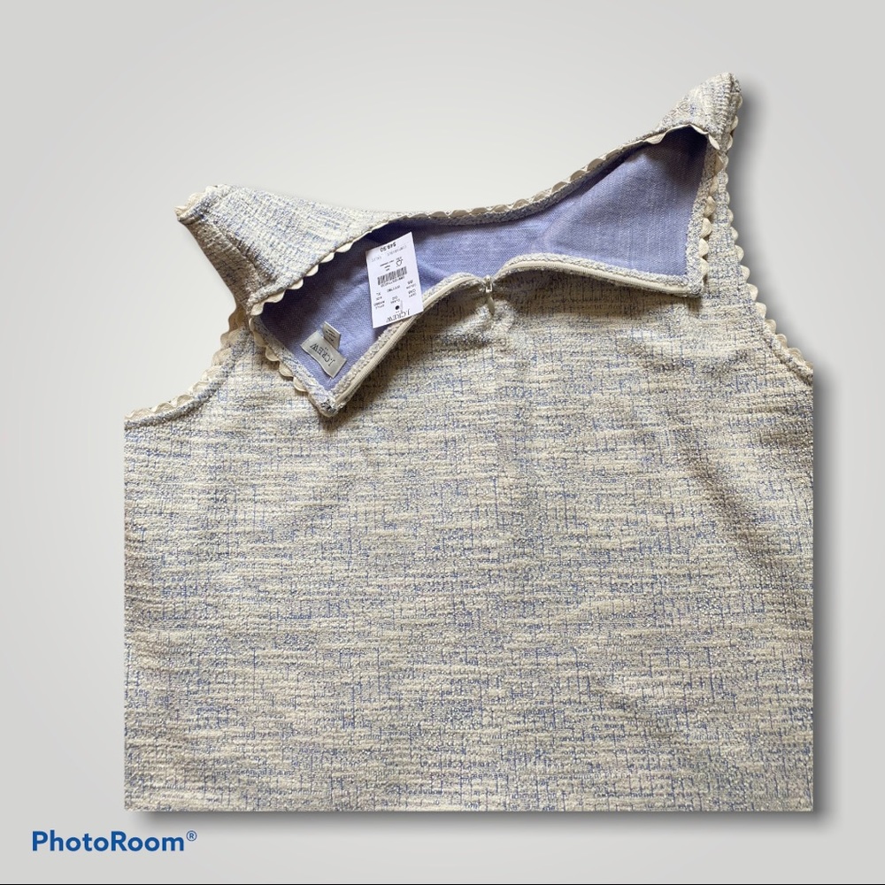 J. Crew Textured Blue & White Scalloped Tank-XL - Picture 12 of 12